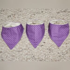 Handmade Purple and White Bandana Baby Bib Set